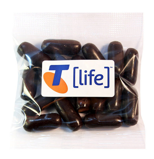 Picture of 50g Dark Choc Licorice Bullets